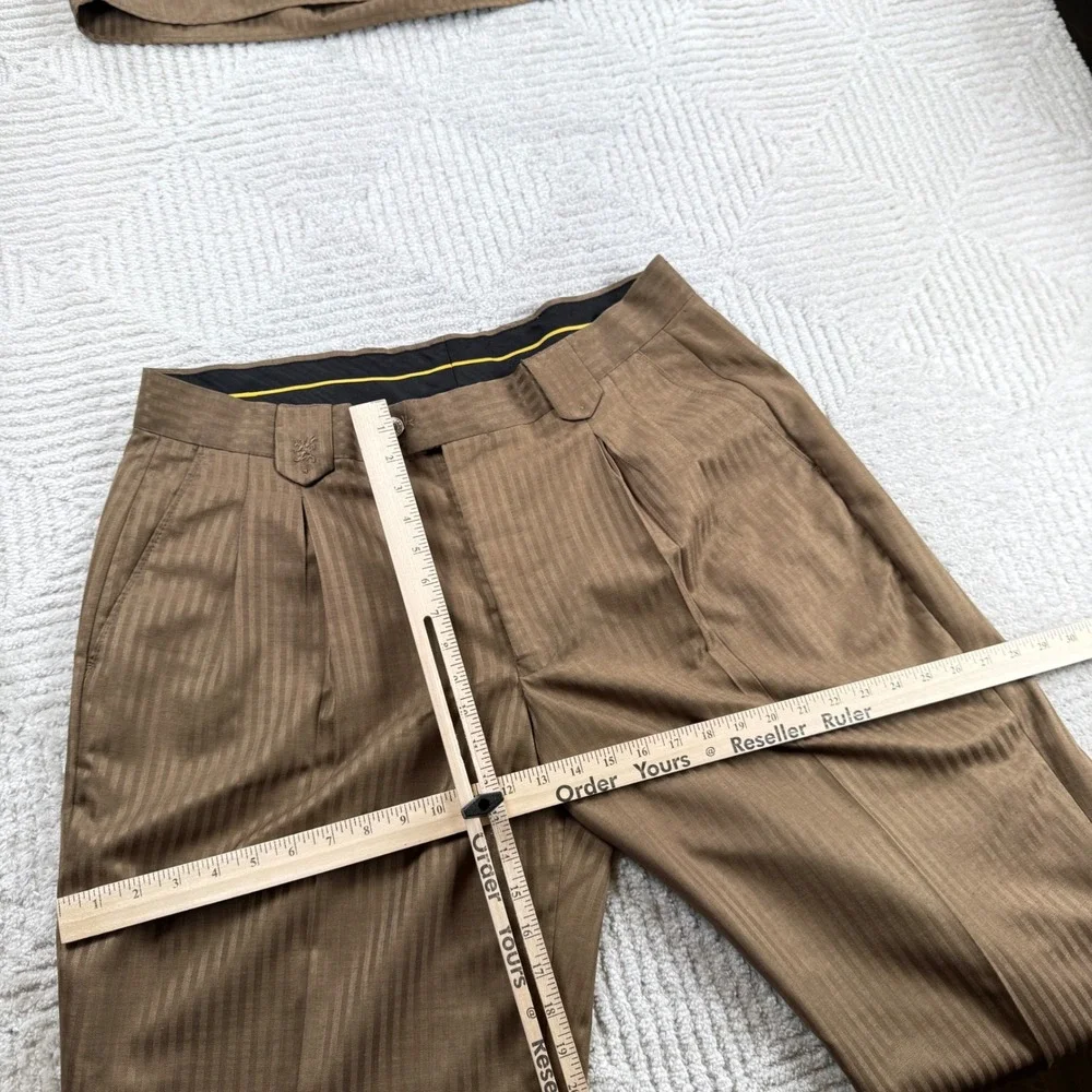 Stacy Adams Walking Suit Mens XL 40 Tan Herringbone Suede Elbow Patch 2pc Set